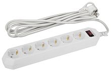 Сетевой фильтр с заземлением ЭРА USF-6es-1.5m-W 6х1,5м 10А 2200Вт белый картинка 